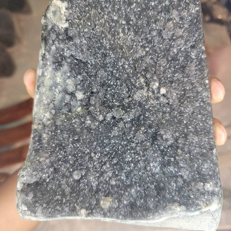 Large Druzy Black Amethyst Cut Base from Brazil