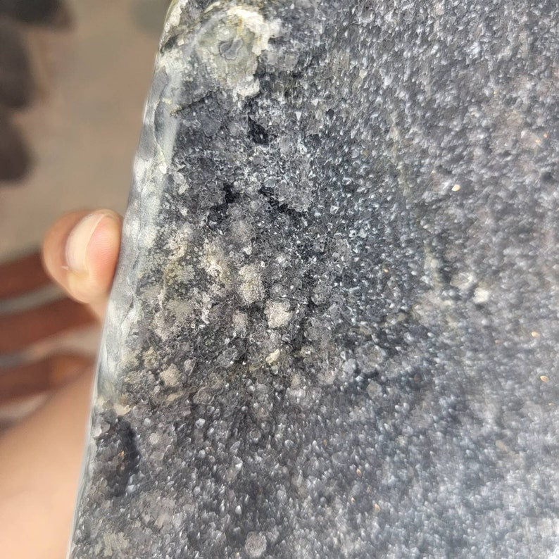 Large Druzy Black Amethyst Cut Base from Brazil