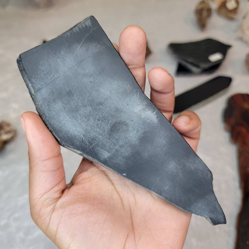 Australian Black Nephrite Jade Slab Reflective Scrying Tool