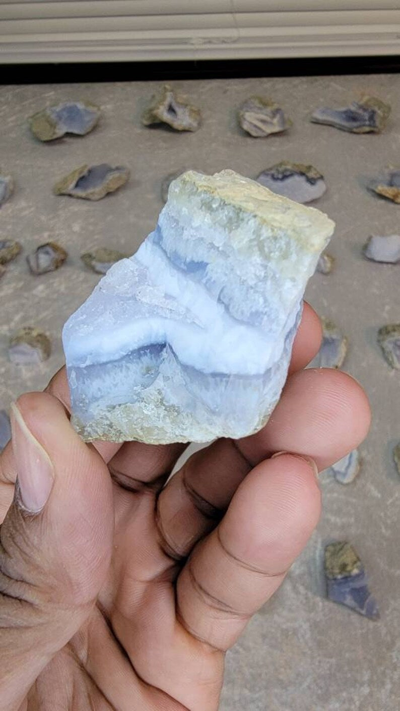 Raw Blue Lace Agate Geode from Malawi