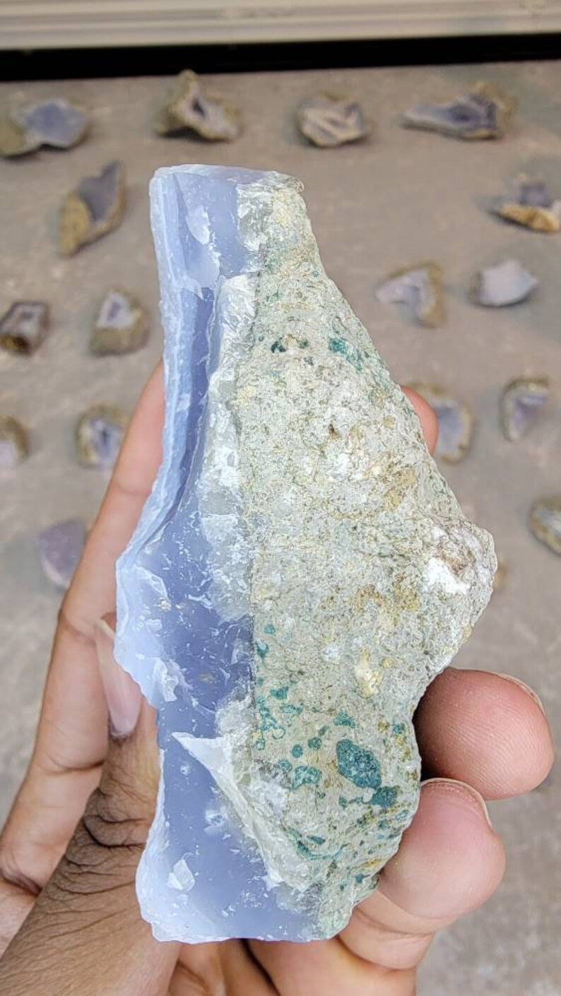 Raw Blue Lace Agate Geode from Malawi