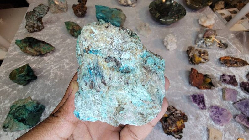 Red & Blue Raw Shattuckite Chunk from Namibia - Rare Mineral