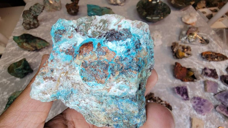 Red & Blue Raw Shattuckite Chunk from Namibia - Rare Mineral