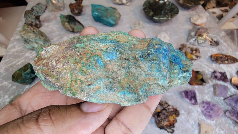 Turquoise Colored Raw Shattuckite Chunk from Namibia - Rare Mineral