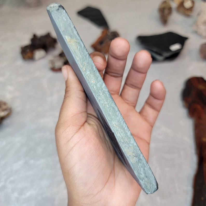 Australian Black Nephrite Jade Slab Reflective Scrying Tool