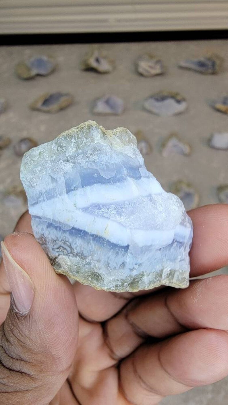 Raw Blue Lace Agate Geode from Malawi