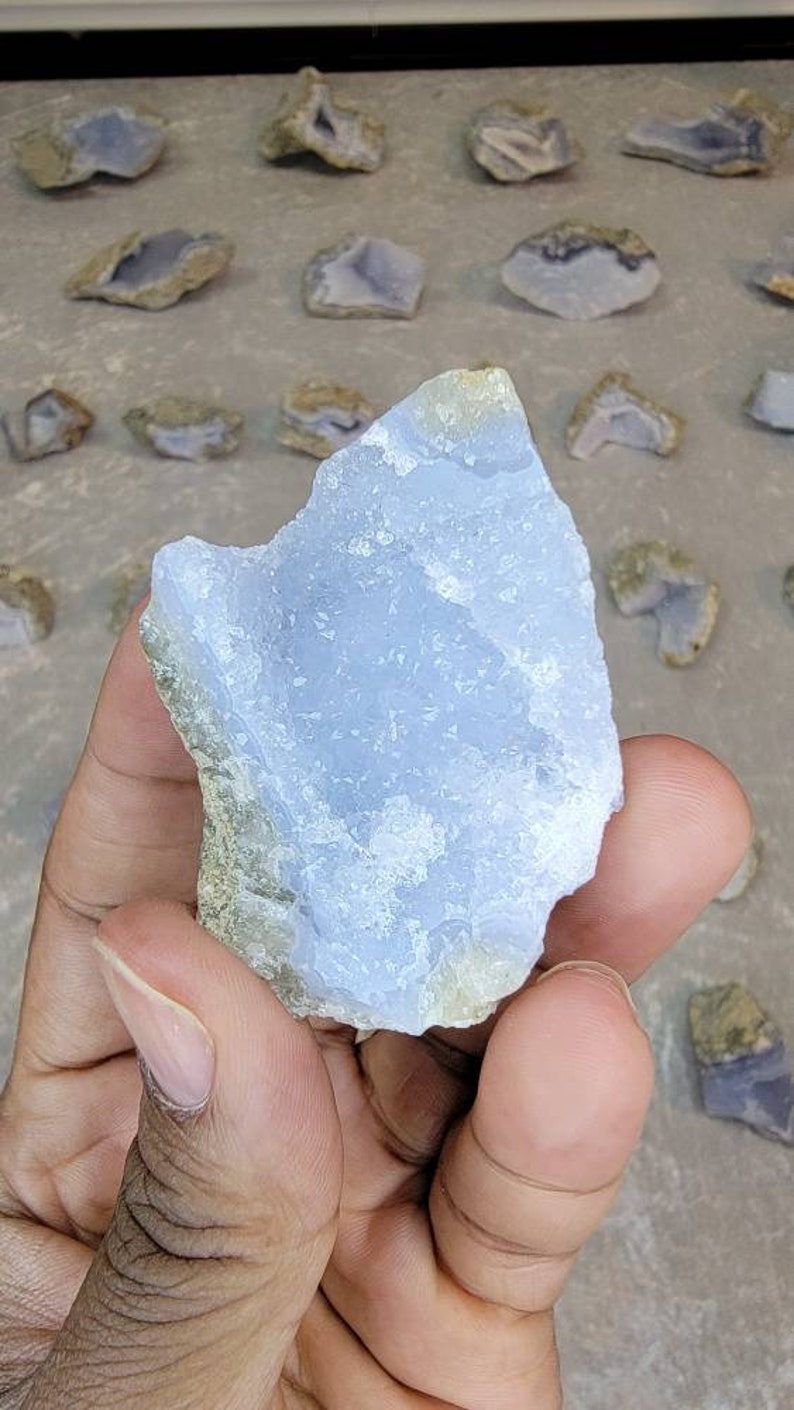 Raw Blue Lace Agate Geode from Malawi