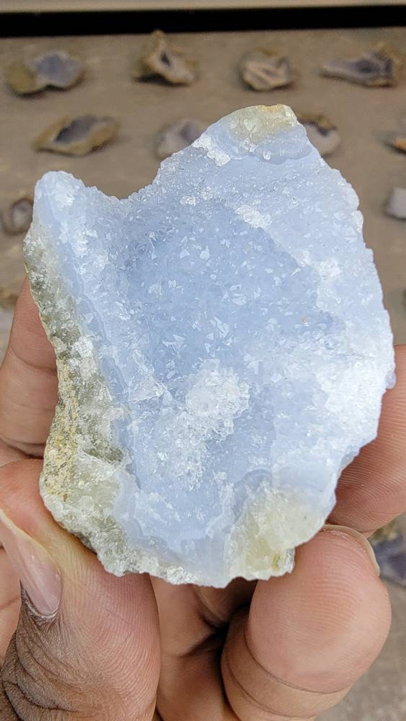 Raw Blue Lace Agate Geode from Malawi