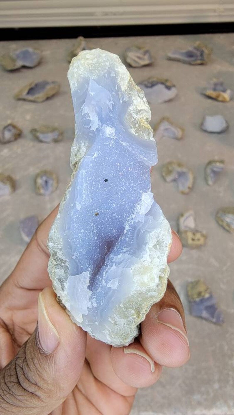 Raw Blue Lace Agate Crystal from Malawi