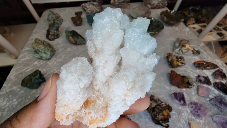 Rare Light Blue Aragonite Crystal from Mexico