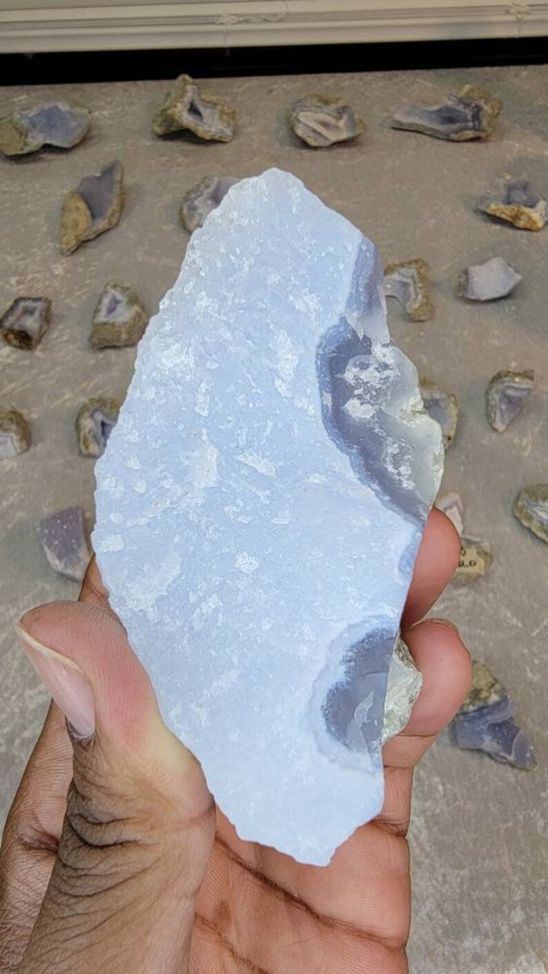 Raw Blue Lace Agate Geode from Malawi