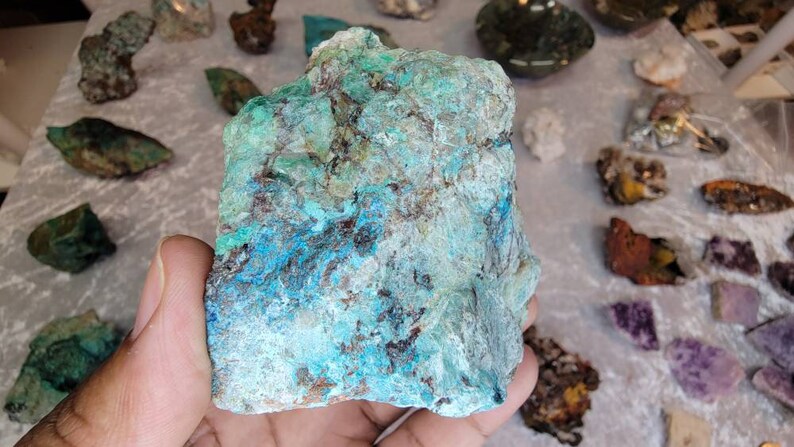 Red & Blue Raw Shattuckite Chunk from Namibia - Rare Mineral