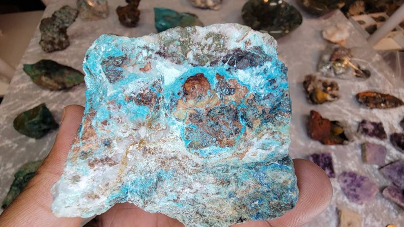 Red & Blue Raw Shattuckite Chunk from Namibia - Rare Mineral