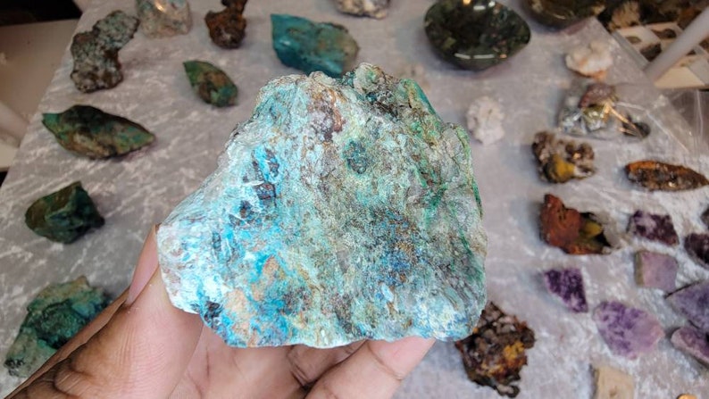 Red & Blue Raw Shattuckite Chunk from Namibia - Rare Mineral