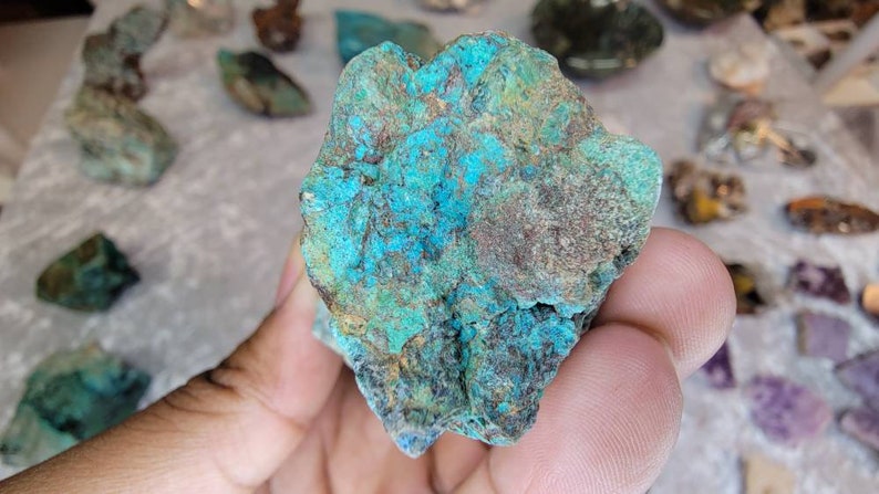 Turquoise Colored Raw Shattuckite Chunk from Namibia - Rare Mineral