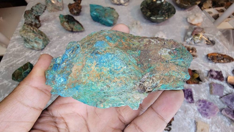 Turquoise Colored Raw Shattuckite Chunk from Namibia - Rare Mineral