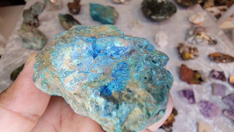 Turquoise Colored Raw Shattuckite Chunk from Namibia - Rare Mineral