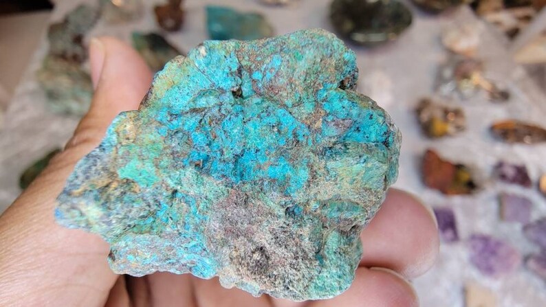 Turquoise Colored Raw Shattuckite Chunk from Namibia - Rare Mineral