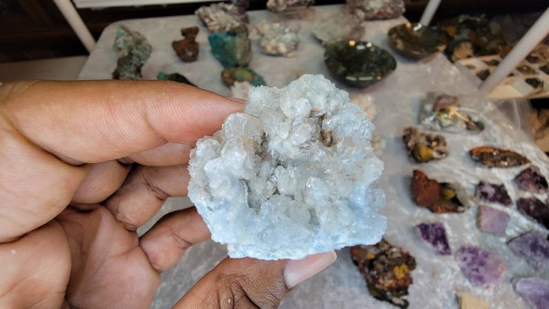 Rare Crystallized Blue Aragonite from Mexico